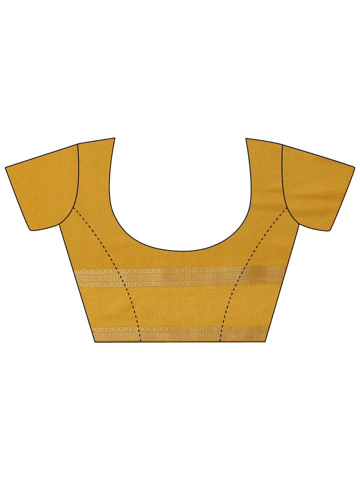 Mustard Printed Georgette Saree With Unstitched Blouse Piece