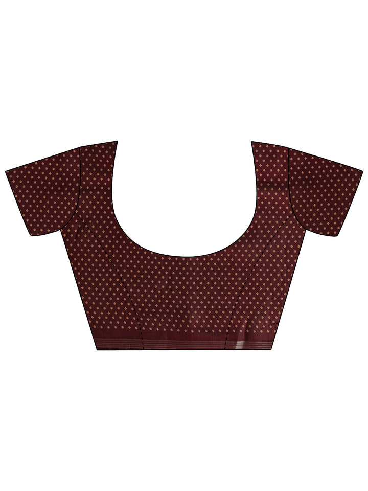 Rust Solid Silk Blend Saree With Unstitched Blouse Piece