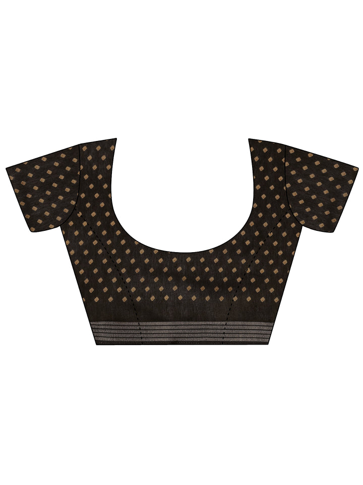 Mustard Printed Silk Blend Saree With Unstitched Blouse Piece