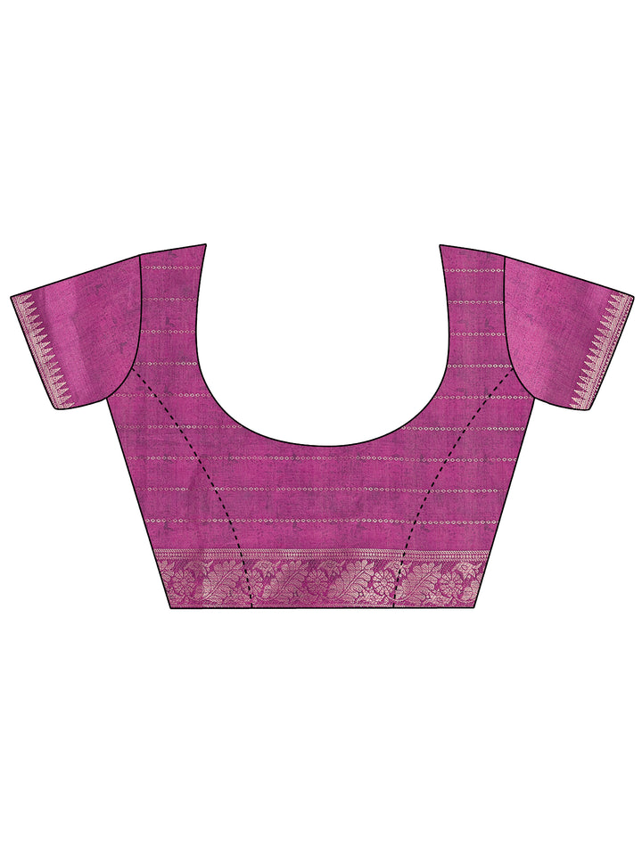 Purple Kalamkari Printed Georgette Saree With Unstitched Blouse Piece