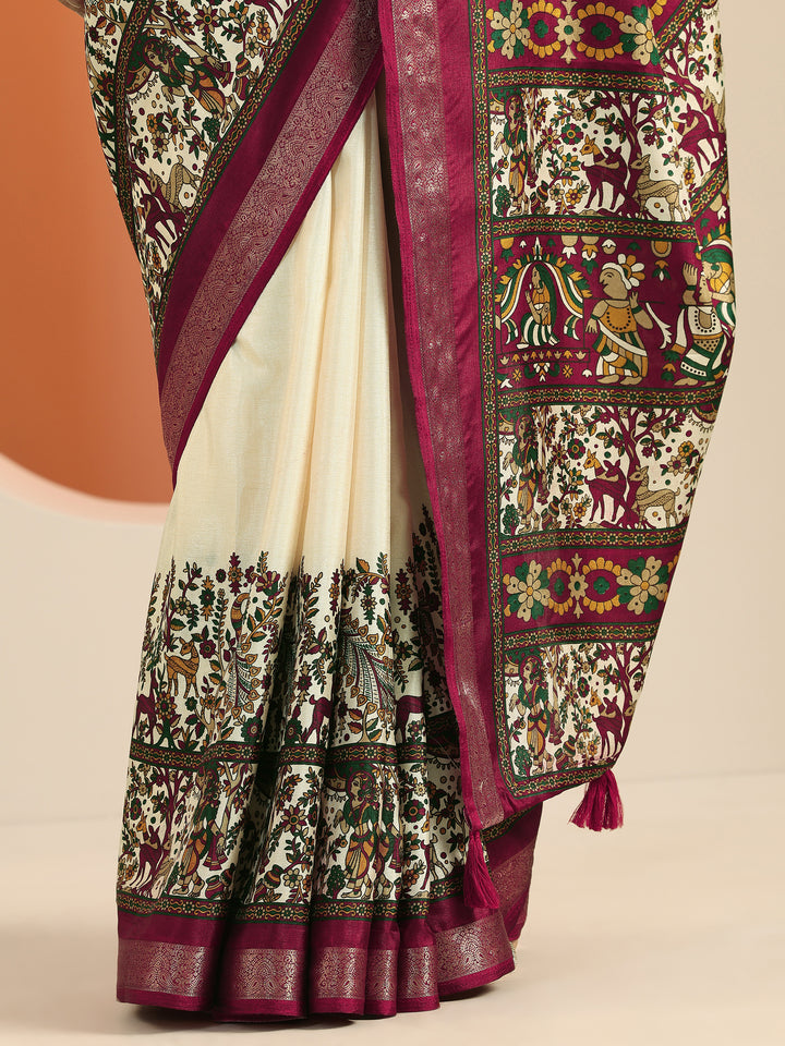 Beige Solid Georgette Saree With Unstitched Blouse Piece