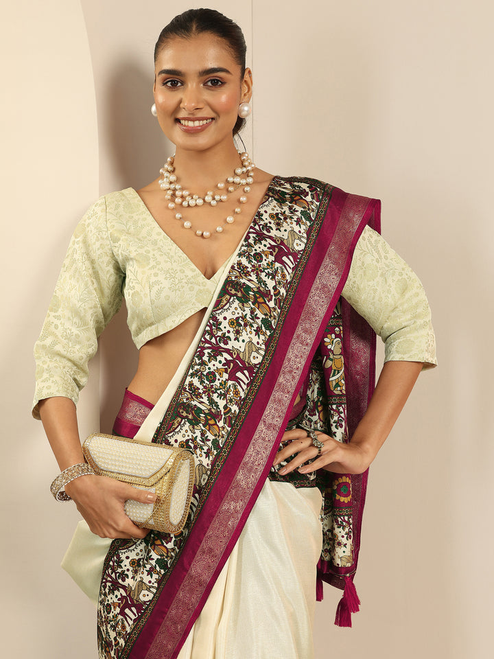 Beige Solid Georgette Saree With Unstitched Blouse Piece