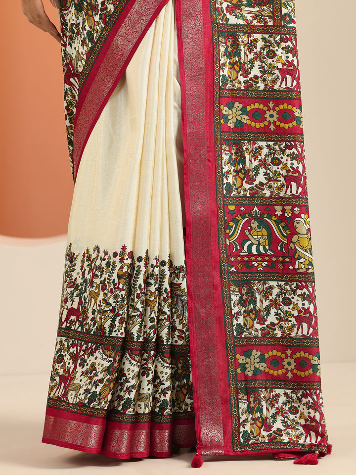Beige Solid Georgette Saree With Unstitched Blouse Piece