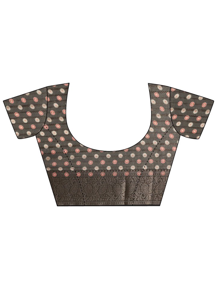 Black Woven Design Georgette Saree With Unstitched Blouse Piece