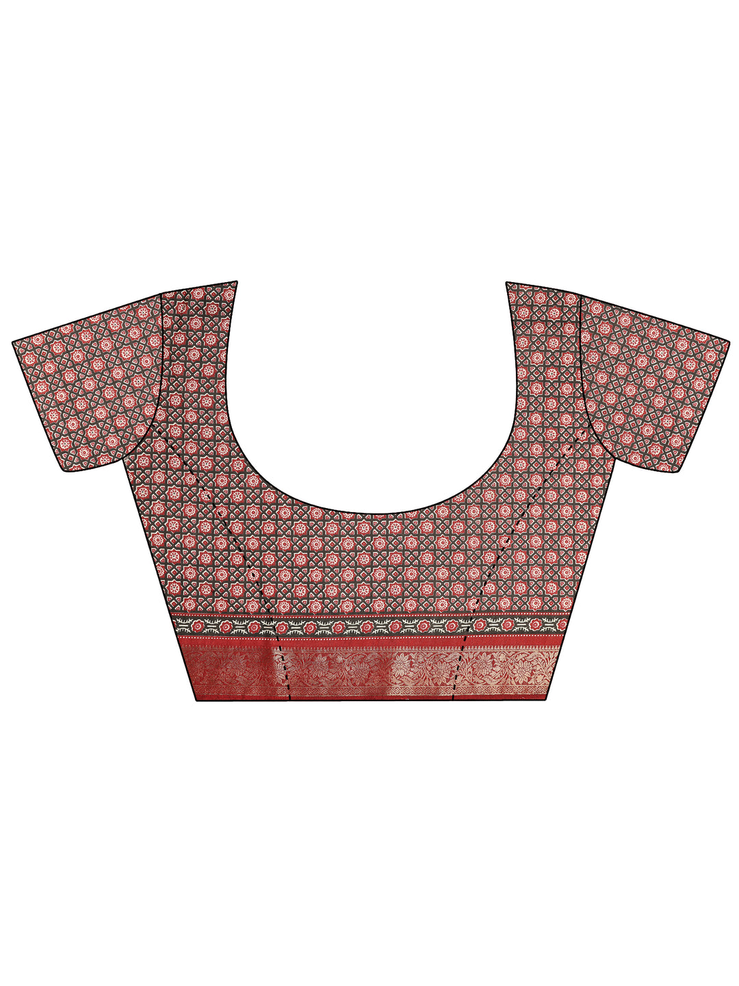 Maroon Printed Silk Blend Saree With Unstitched Blouse Piece