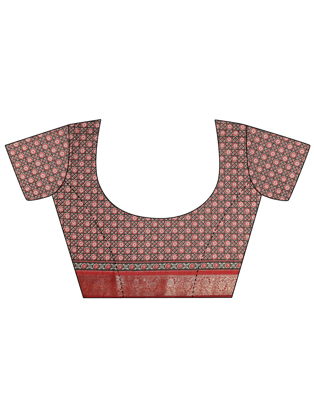 Maroon Printed Silk Blend Saree With Unstitched Blouse Piece