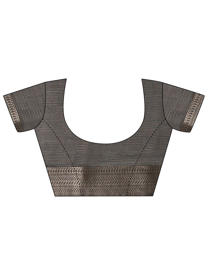 Off white Solid Silk Blend Saree With Unstitched Blouse Piece