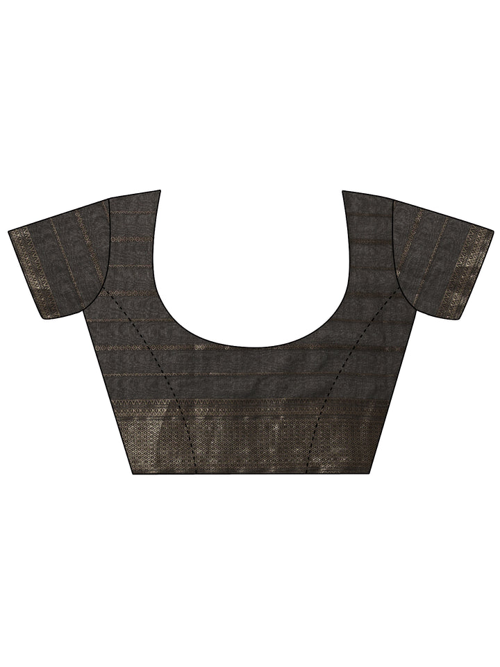 Tan Solid Silk Blend Saree With Unstitched Blouse Piece