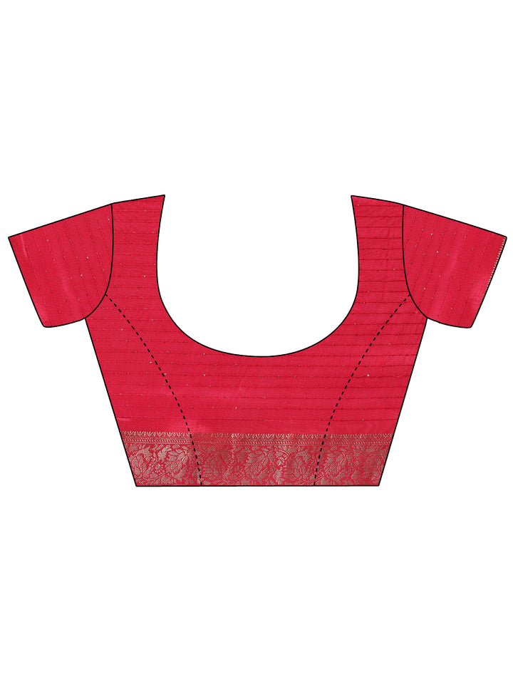 Pink Printed Silk Blend Saree With Unstitched Blouse Piece