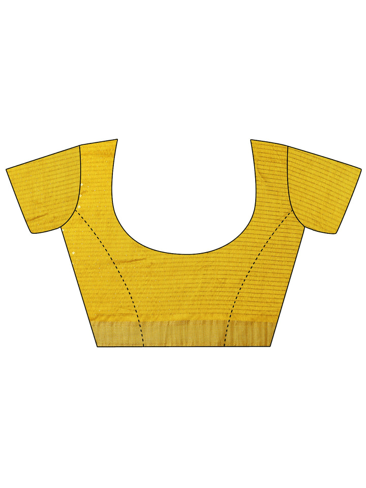 Mustard Printed Silk Blend Saree With Unstitched Blouse Piece