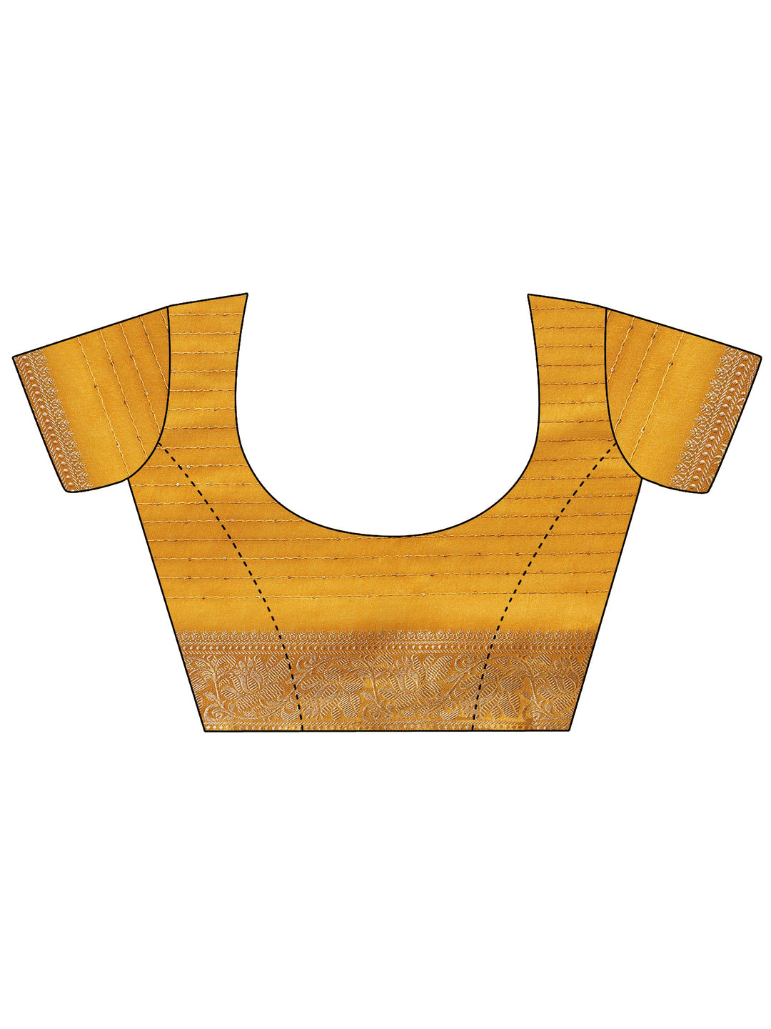 Mustard Printed Silk Blend Saree With Unstitched Blouse Piece