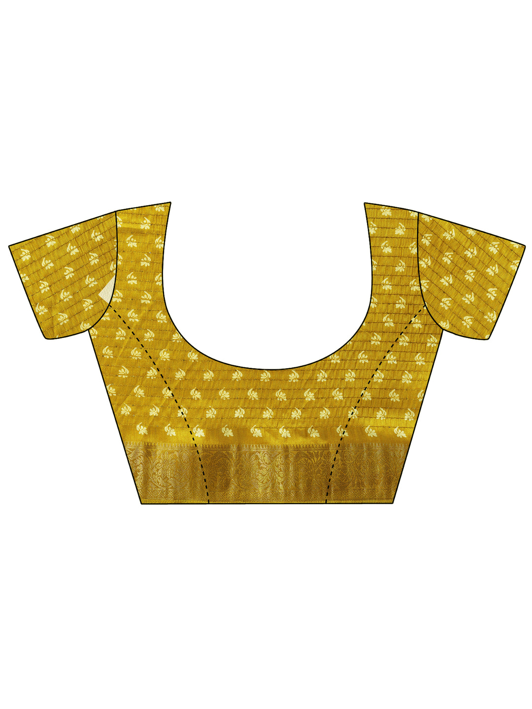 Mustard Printed Silk Blend Saree With Unstitched Blouse Piece