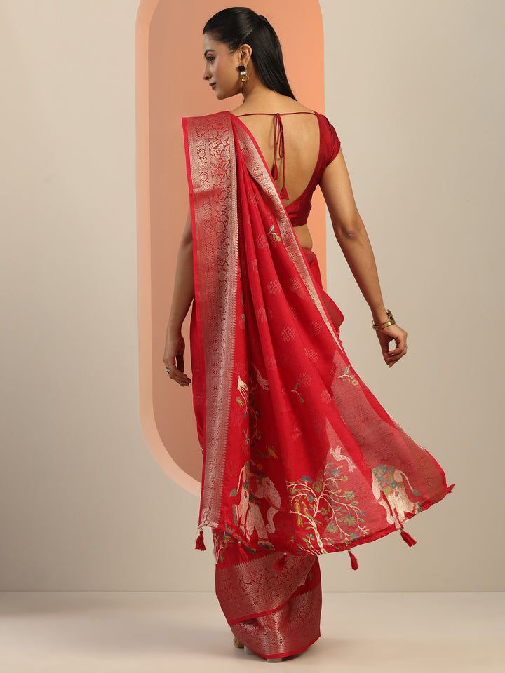 Pink Printed Georgette Saree With Unstitched Blouse Piece