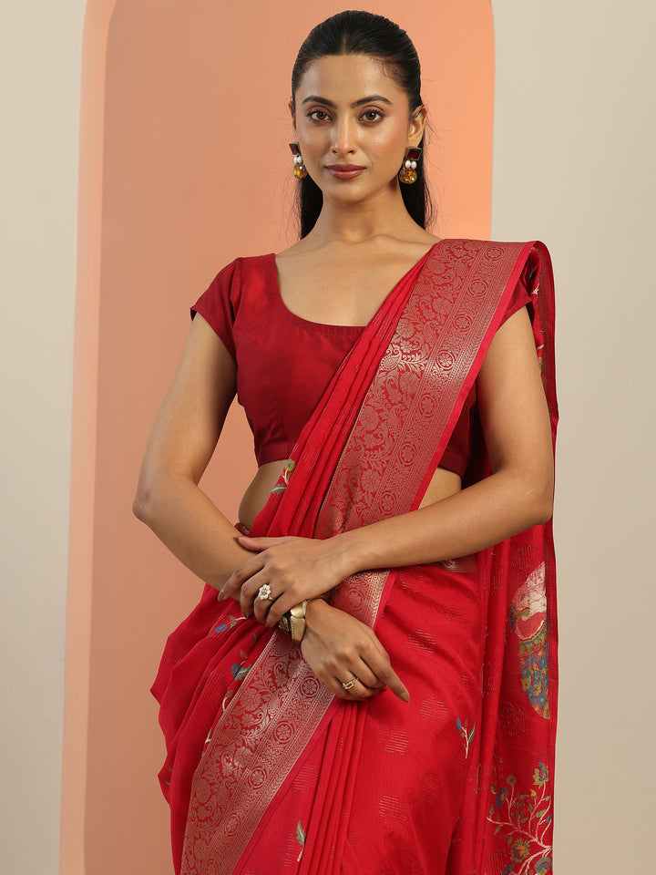 Pink Printed Georgette Saree With Unstitched Blouse Piece