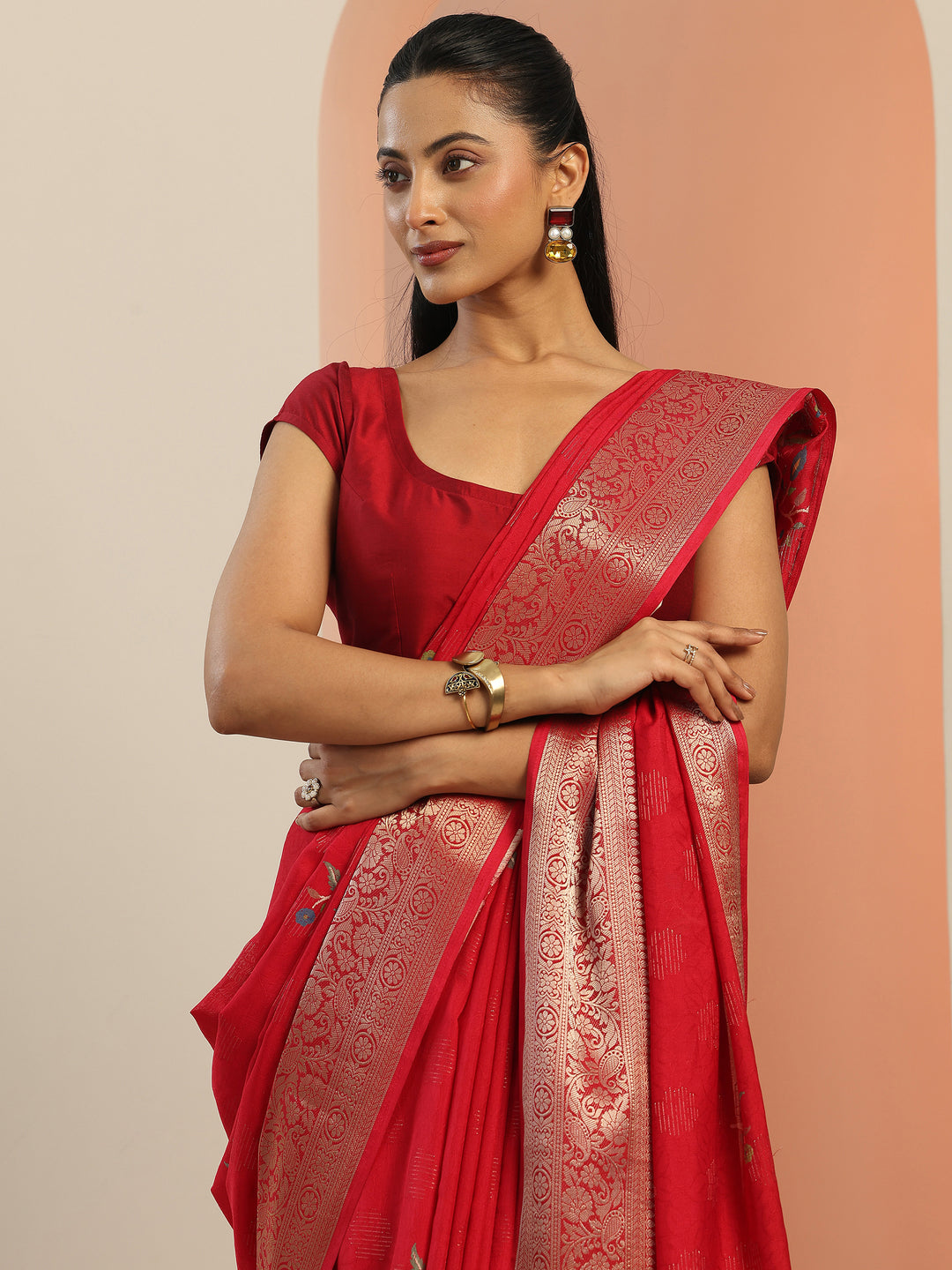 Pink Printed Georgette Saree With Unstitched Blouse Piece