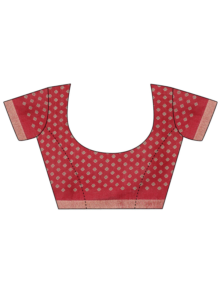 Olive Printed Cotton Blend Saree With Unstitched Blouse Piece