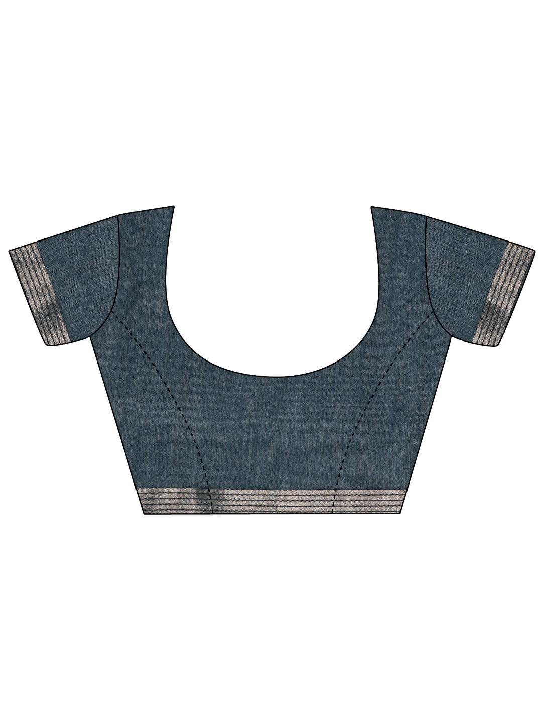 Teal Printed Cotton Blend Saree With Unstitched Blouse Piece