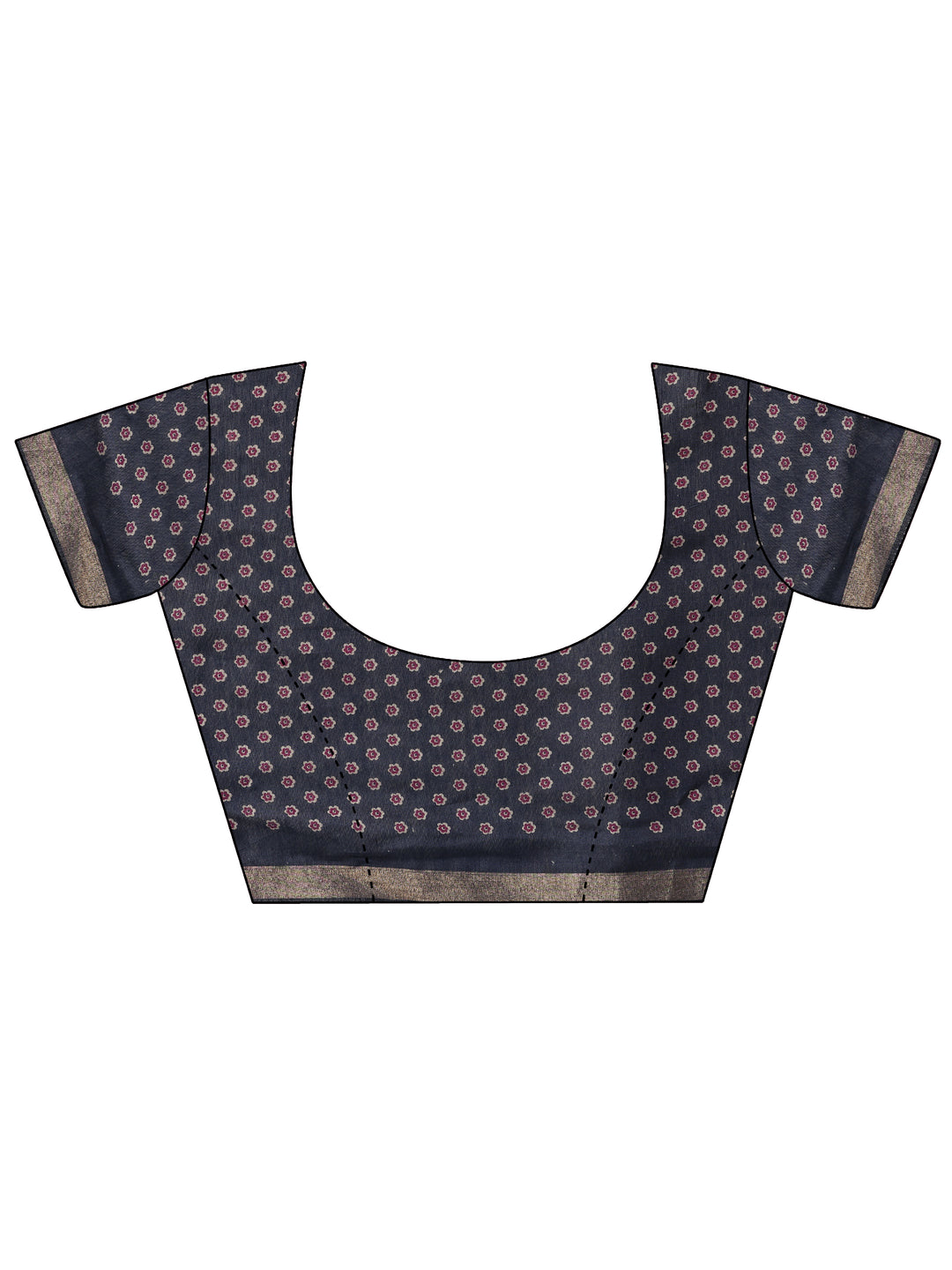 Purple Printed Cotton Blend Saree With Unstitched Blouse Piece