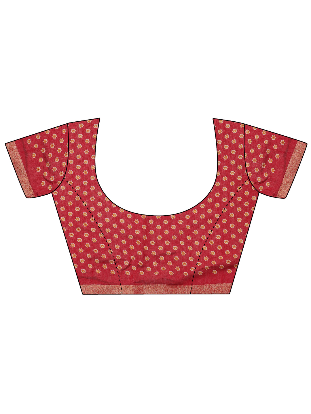 Mustard Printed Cotton Blend Saree With Unstitched Blouse Piece