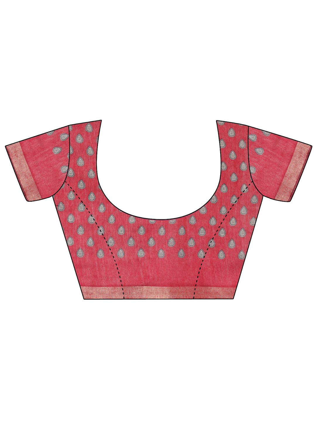 Teal Printed Cotton Blend Saree With Unstitched Blouse Piece