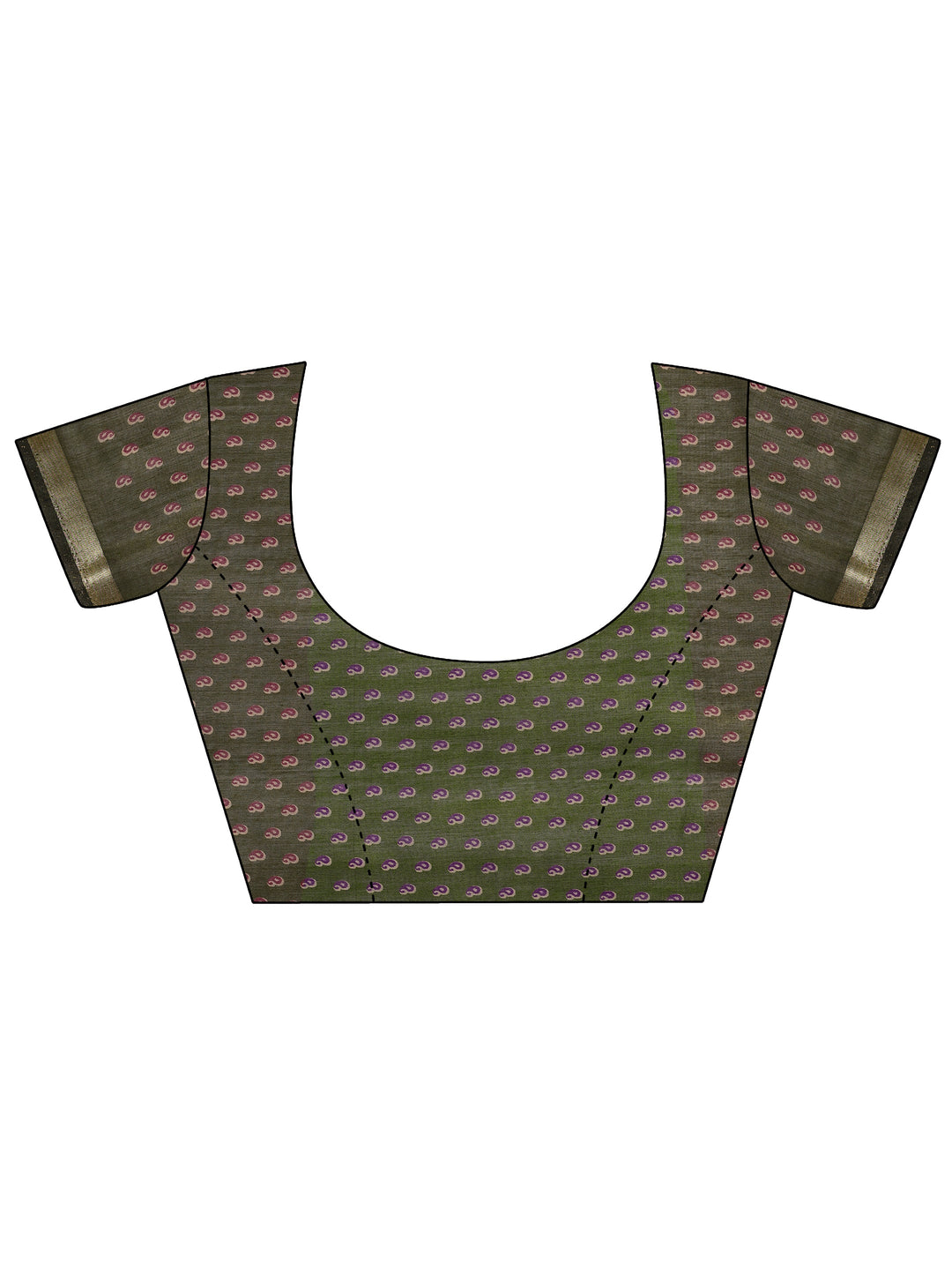 Purple Printed Cotton Saree With Unstitched Blouse Piece