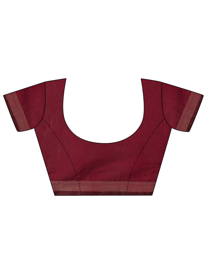 Green Printed Cotton Saree With Unstitched Blouse Piece