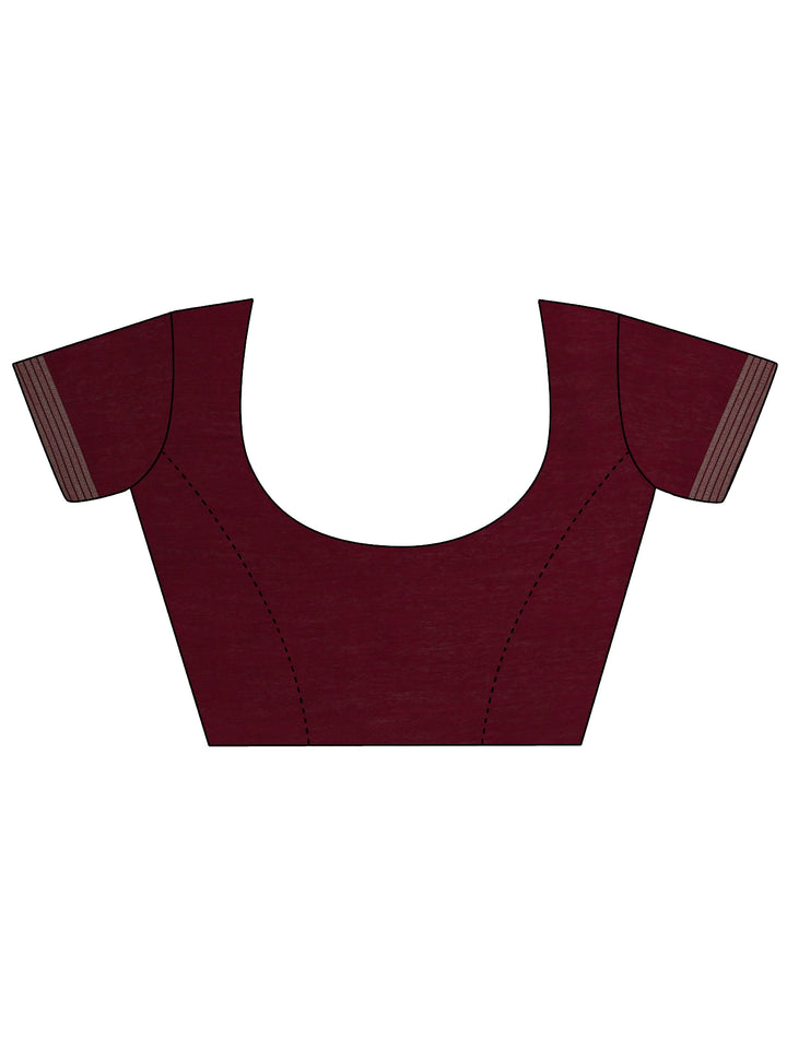 Teal Printed Cotton Blend Saree With Unstitched Blouse Piece