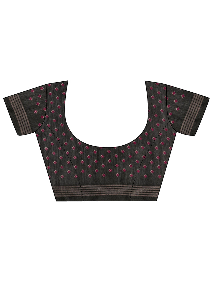 Maroon Printed Cotton Saree With Unstitched Blouse Piece