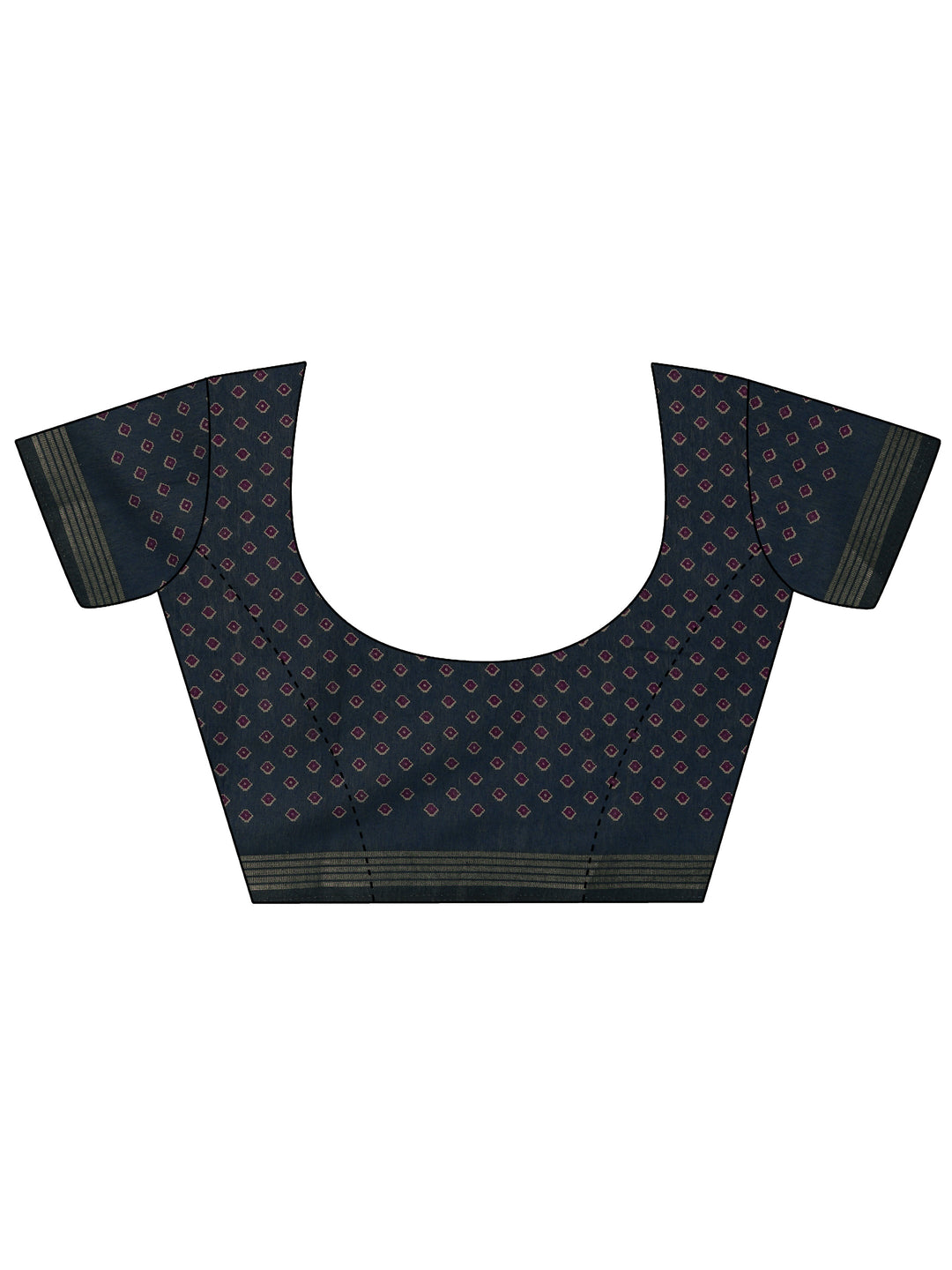 Purple Printed Cotton Saree With Unstitched Blouse Piece