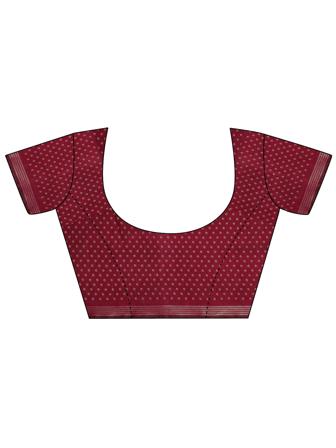 Maroon Printed Cotton Saree With Unstitched Blouse Piece