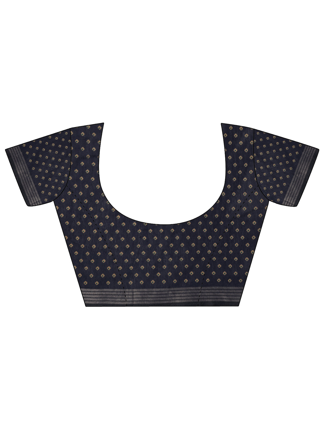 Teal Printed Cotton Saree With Unstitched Blouse Piece