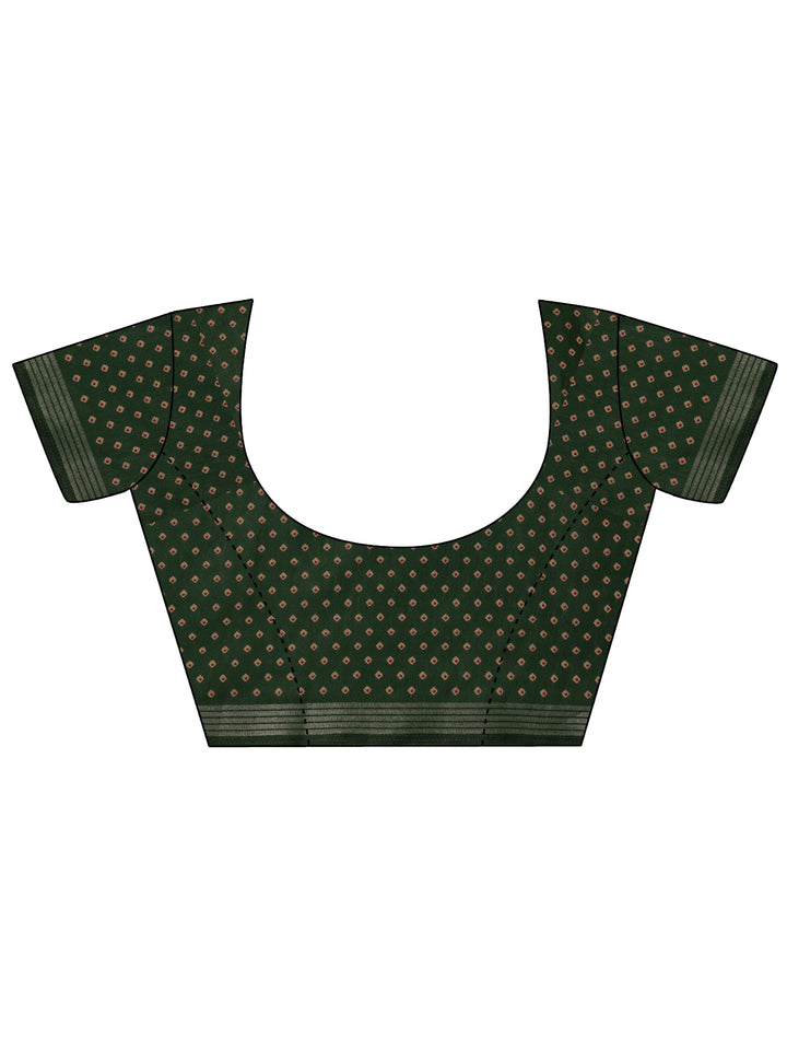 Multi Printed Cotton Saree With Unstitched Blouse Piece