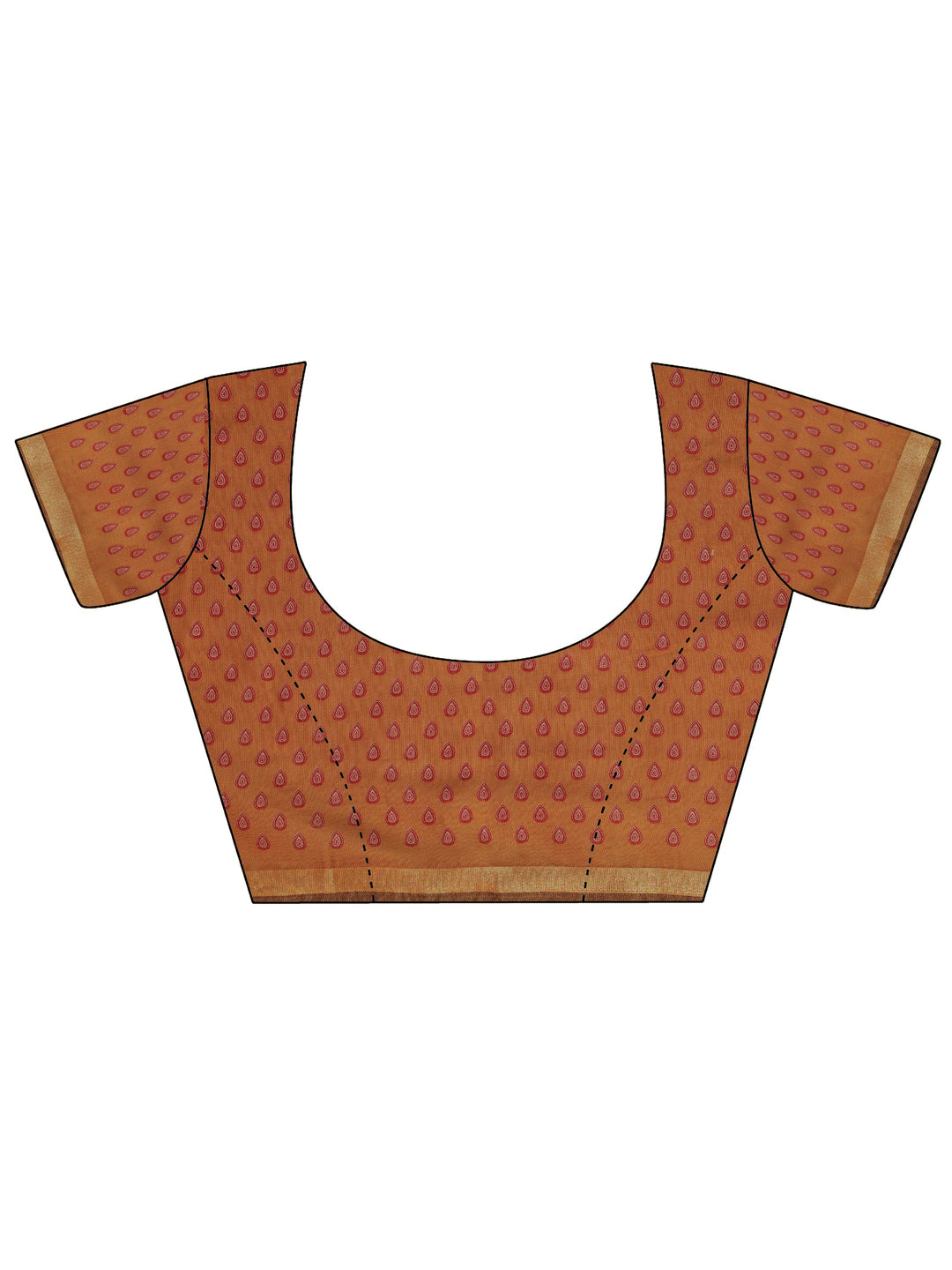 Mustard Printed Cotton Saree With Unstitched Blouse Piece