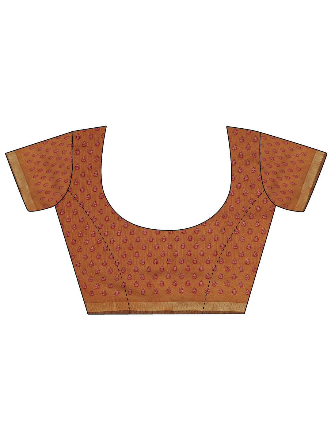 Mustard Printed Cotton Saree With Unstitched Blouse Piece