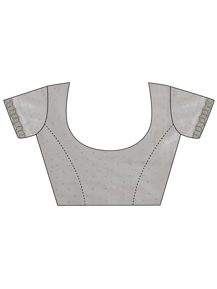 Off White Embellished Organza Saree With Unstitched Blouse Piece