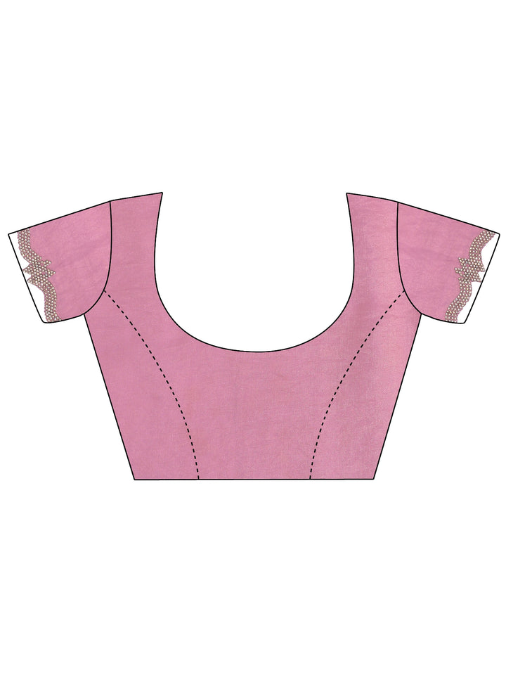 Pink Embellished Jimmy Choo Satin Saree With Unstitched Blouse Piece