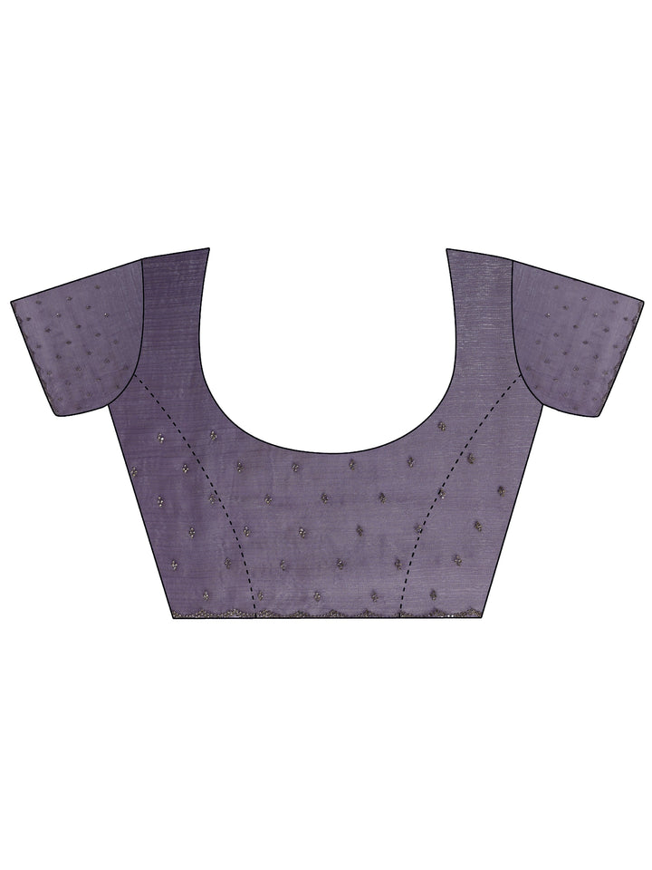 Purple Embellished Jimmy Choo Satin Saree With Unstitched Blouse Piece