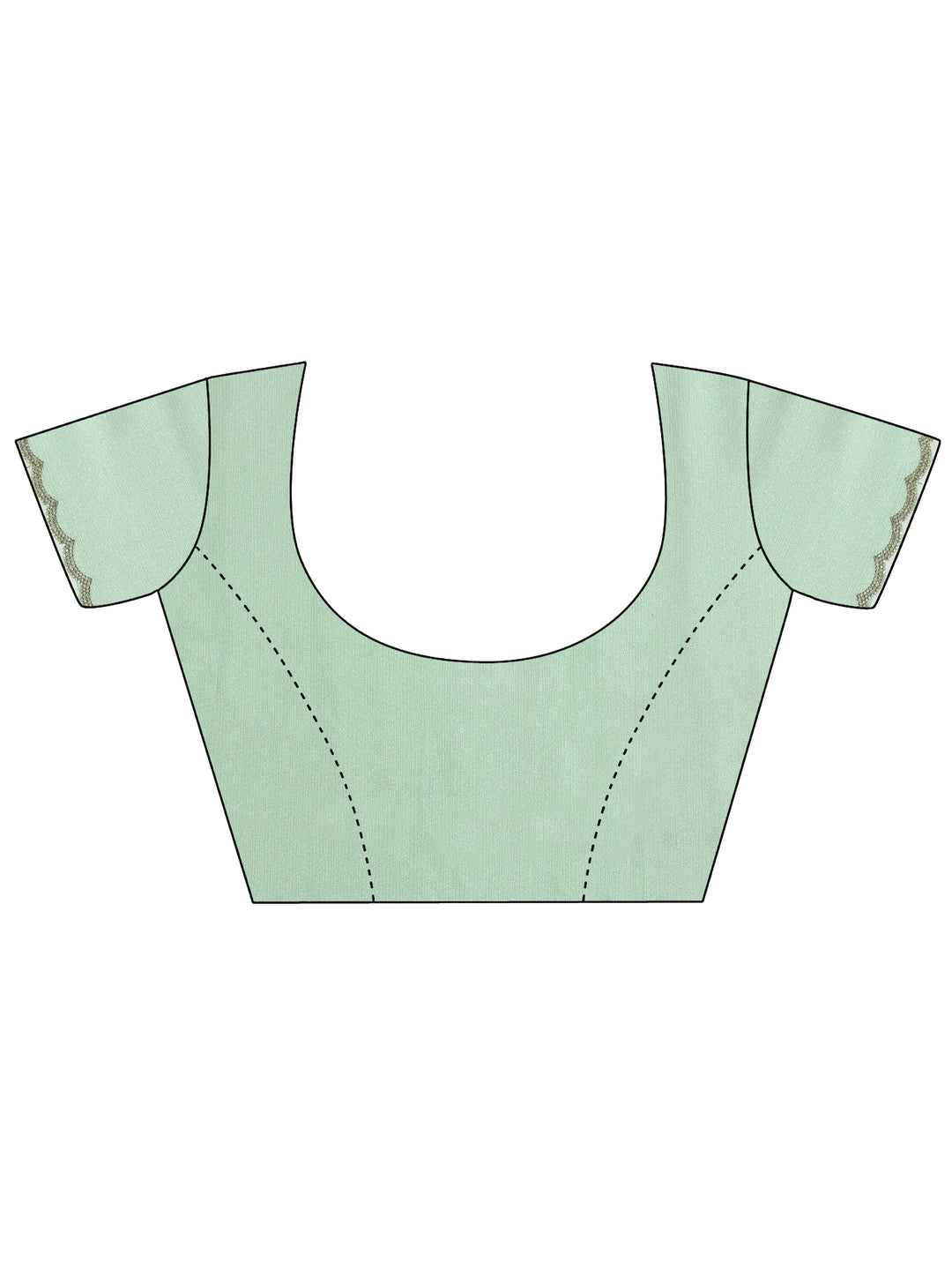 Green Printed Chinon Saree With Unstitched Blouse Piece