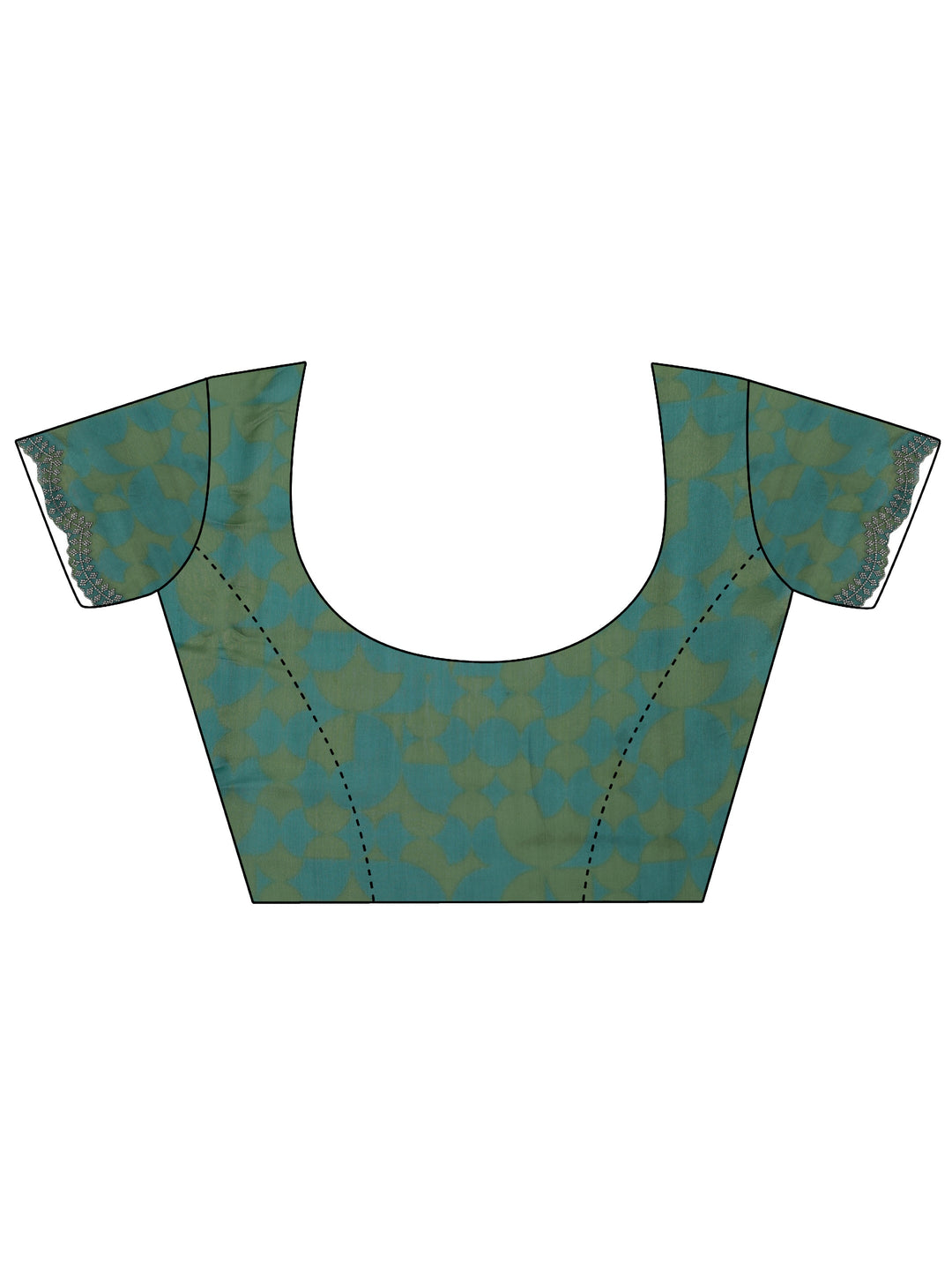 Green Printed Satin Saree With Unstitched Blouse Piece