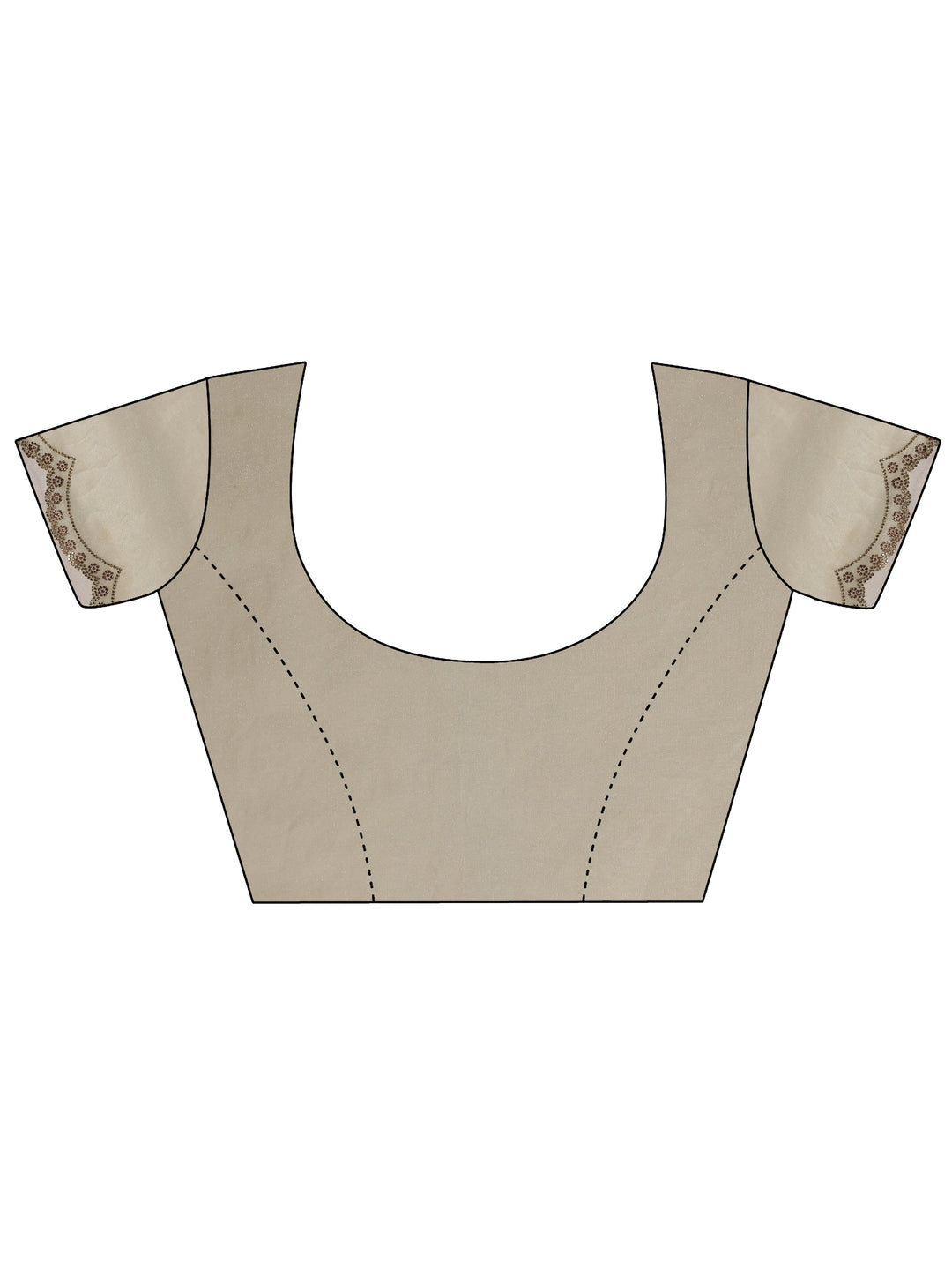 Off White Printed Satin Saree With Unstitched Blouse Piece