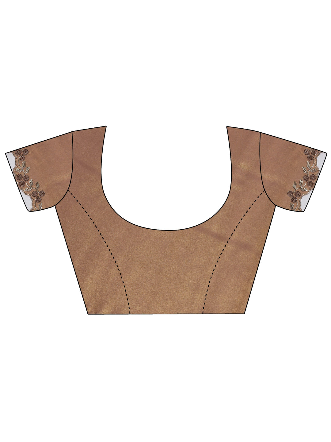 Brown Solid Satin Saree With Unstitched Blouse Piece