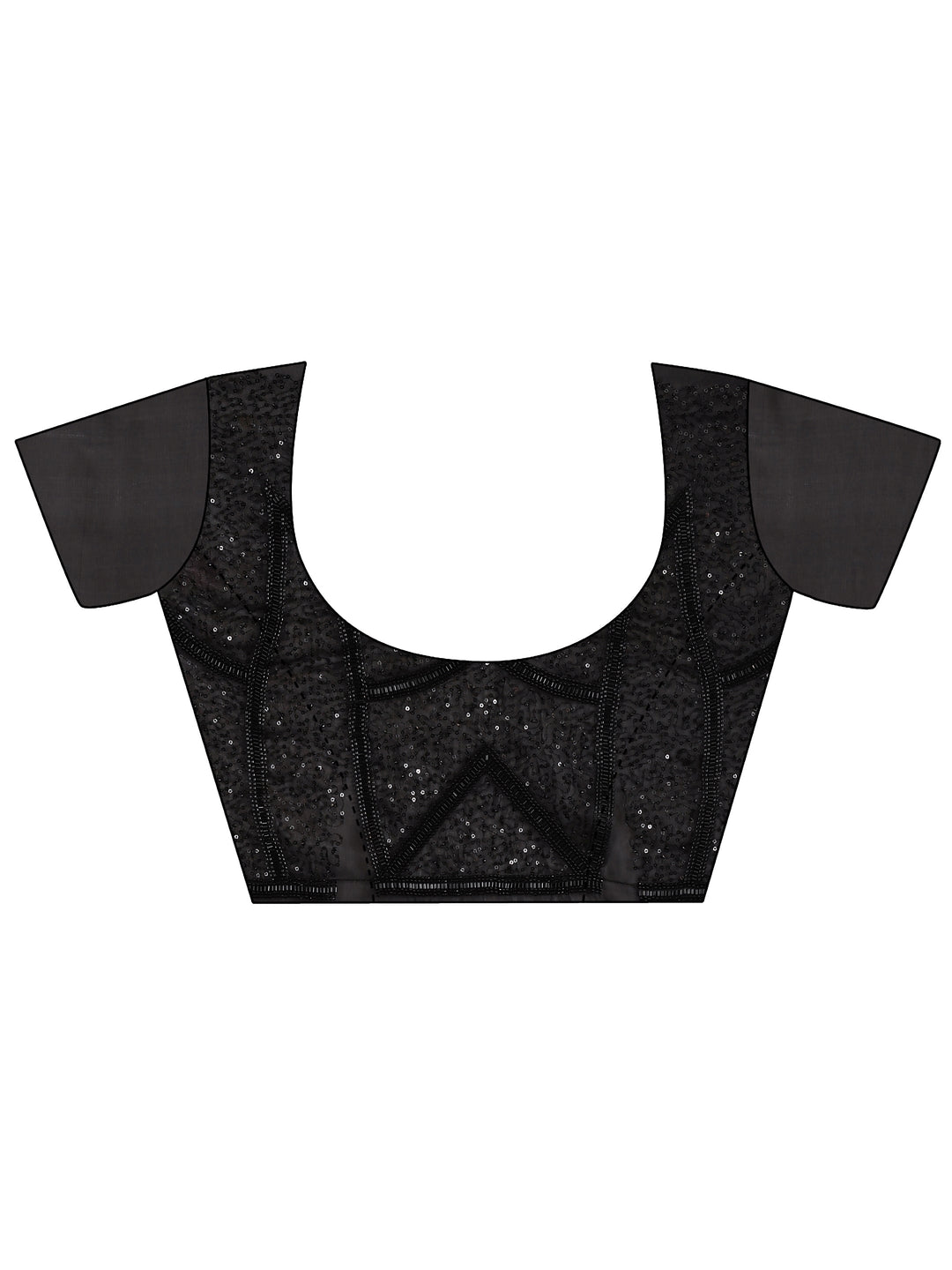 Black Printed Satin Saree With Unstitched Blouse Piece