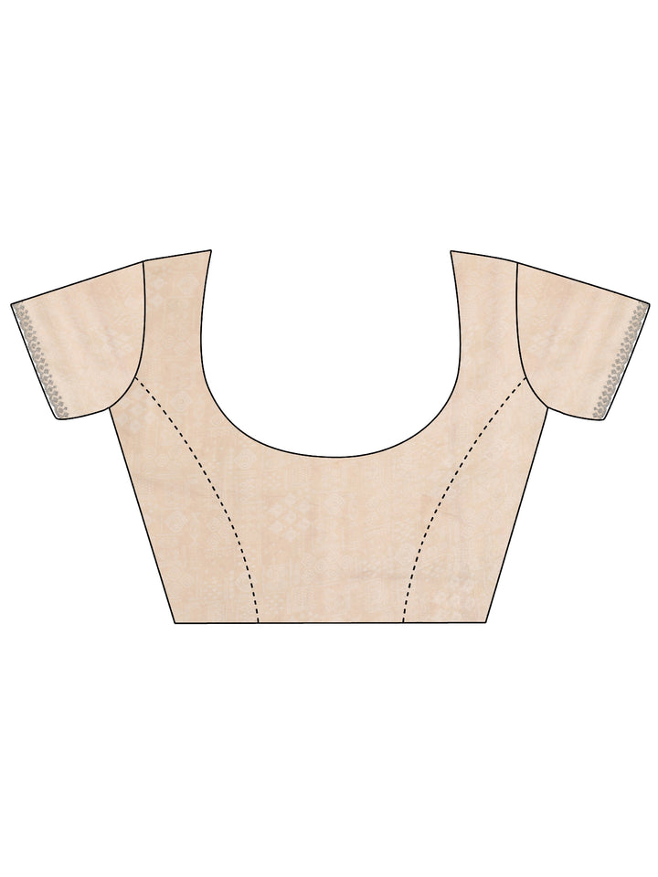 Peach Embellished Satin Saree With Unstitched Blouse Piece