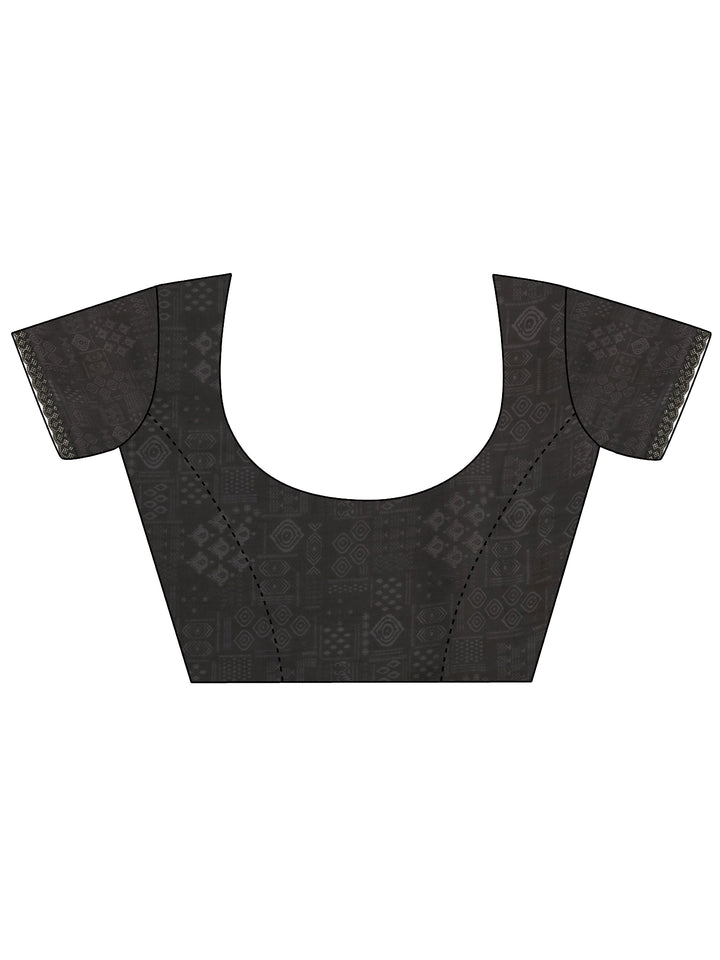 Grey Embellishments Satin Saree With Unstitched Blouse Piece