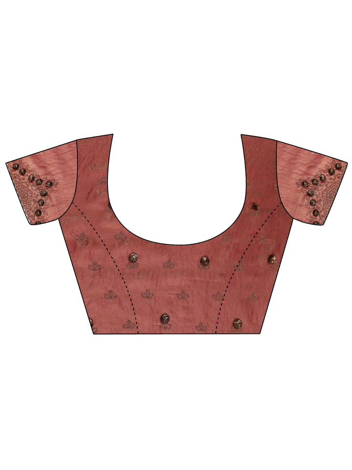 Pink Solid Satin Saree With Unstitched Blouse Piece