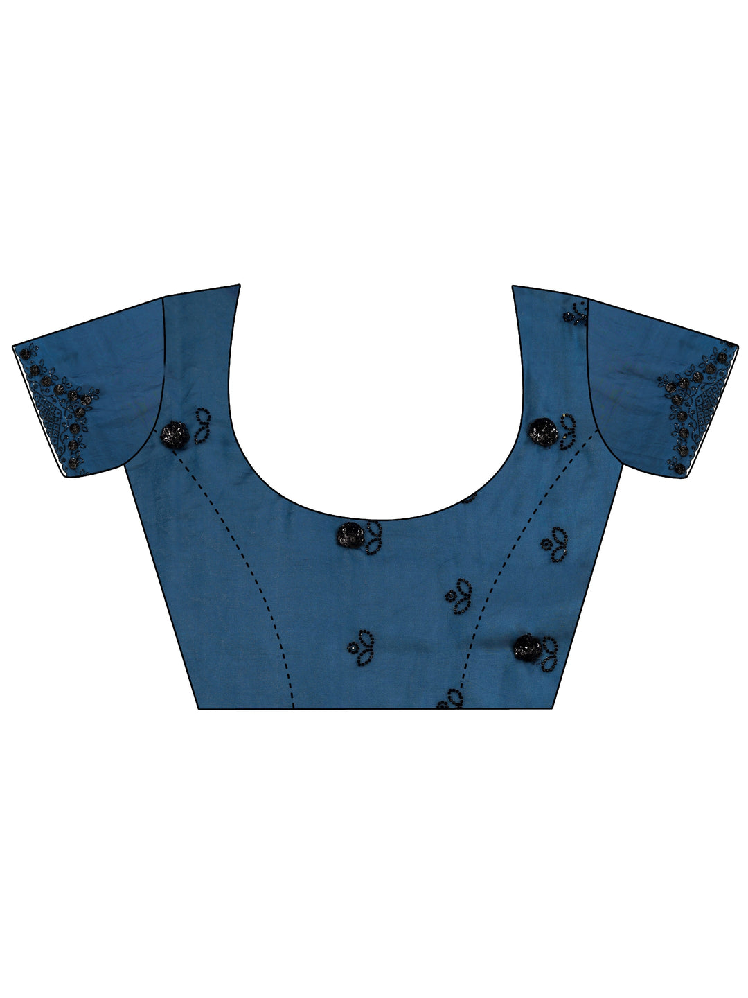 Navy Blue Solid Jimmy Choo Satin Saree With Unstitched Blouse Piece