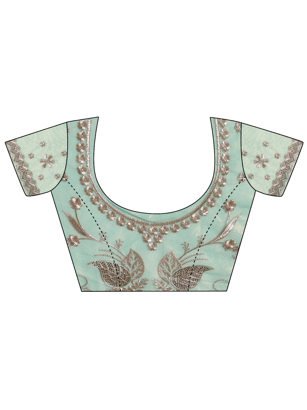 Blue Embroidered Nylon Saree With Unstitched Blouse Piece