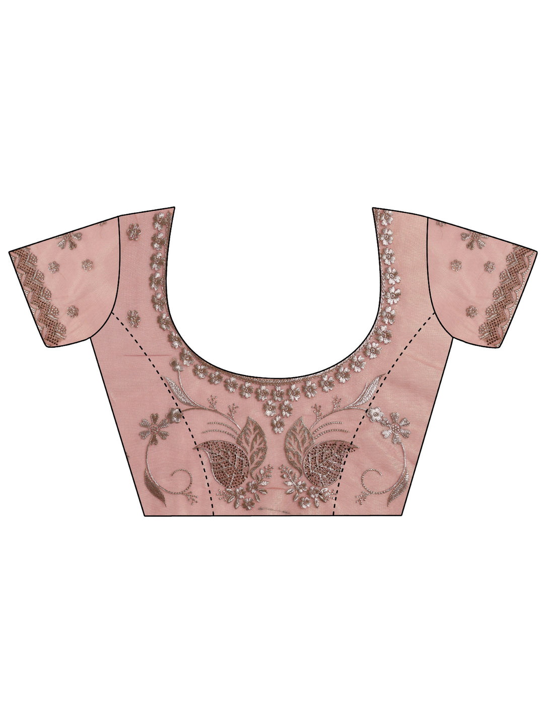 Pink Embroidered Nylon Saree With Unstitched Blouse Piece