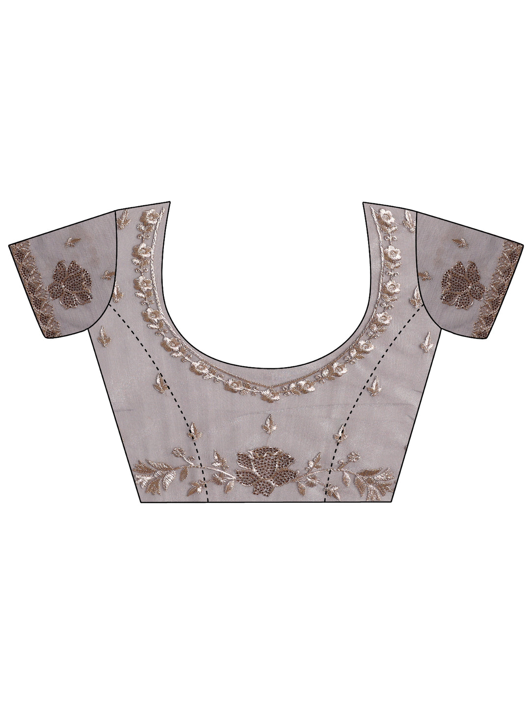 Lavender Embroidered Nylon Saree With Unstitched Blouse Piece