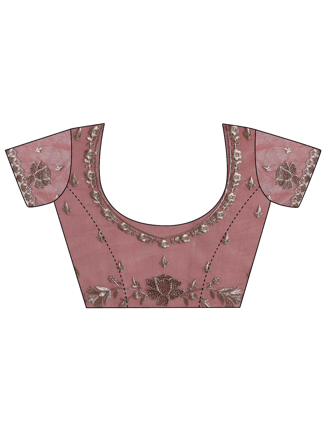 Mauve Embroidered Nylon Saree With Unstitched Blouse Piece